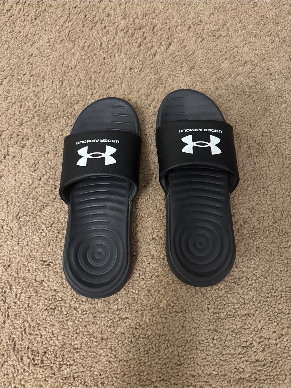 Under Armour Black Slides with White Logo